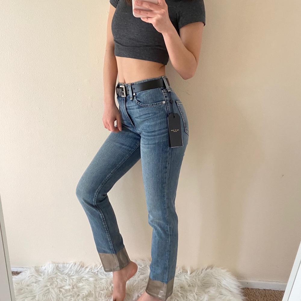 NWT Rag & Bone ankle cigarette jeans w metalic hem - Picture 5 of 7